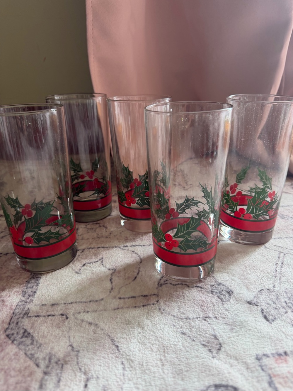 Holiday Holly Highball Glasses - Set of 5